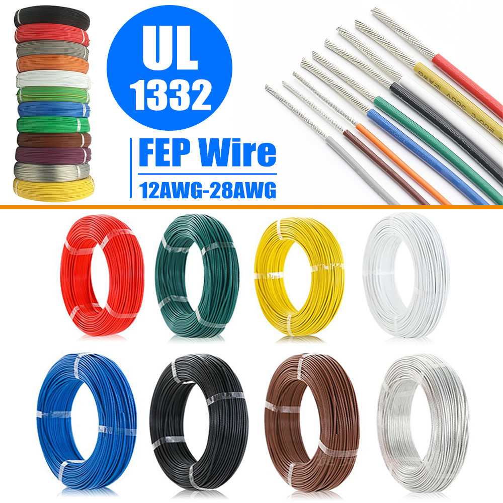 High Temperature 12AWG to 28AWG UL1332 Stranded Tinned Copper PTFE Cable Wire