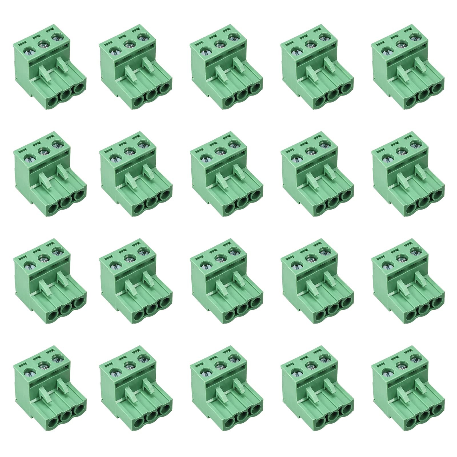 Cermant 20 pcs 3 Pin 5.08mm Pitch Pluggable PCB Angle Screw 20pcs 3P
