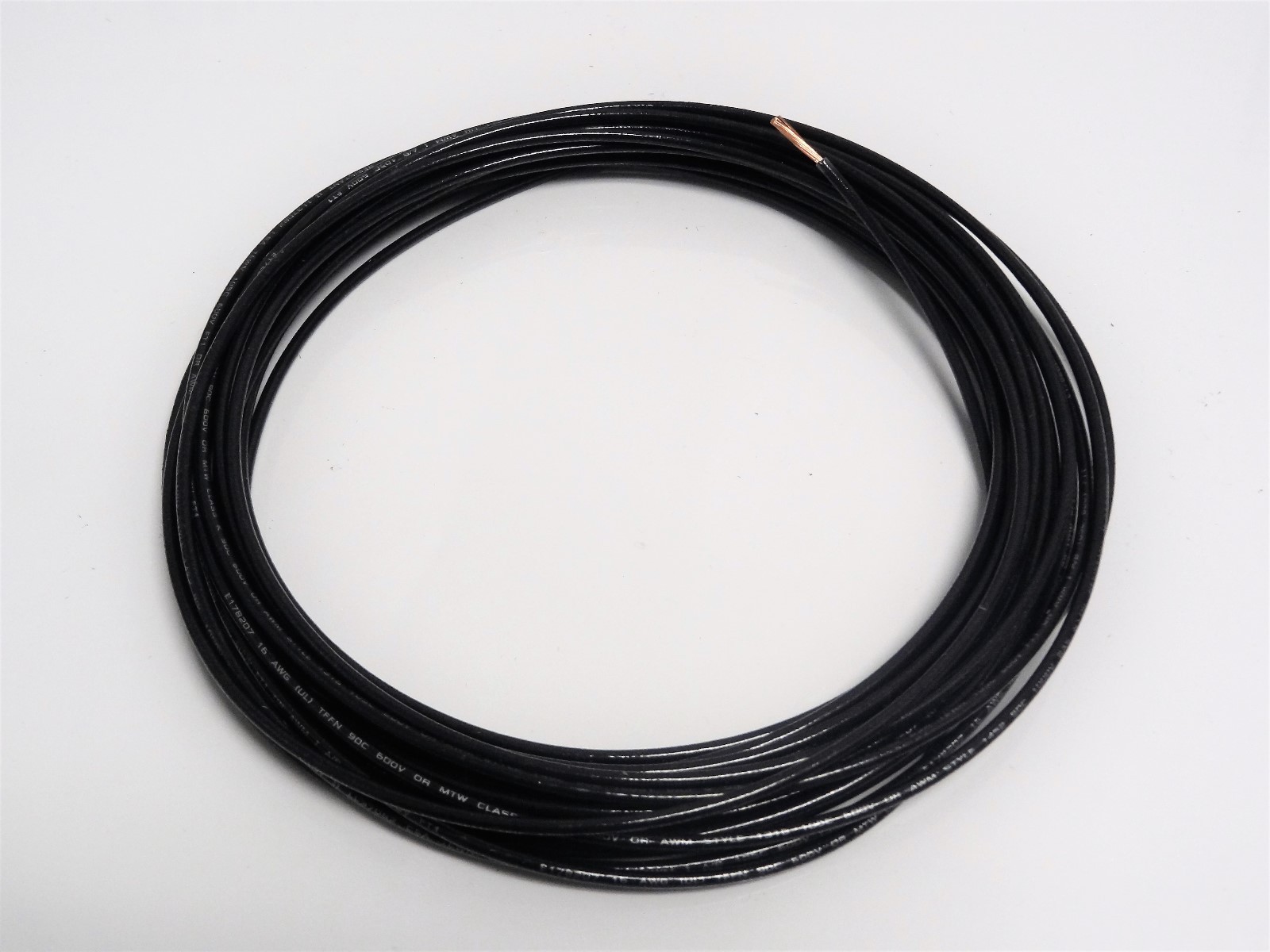 16 GAUGE TFFN TEWN WIRE BLACK 50′ FEET 600V COPPER STRANDED GROUND WIRE