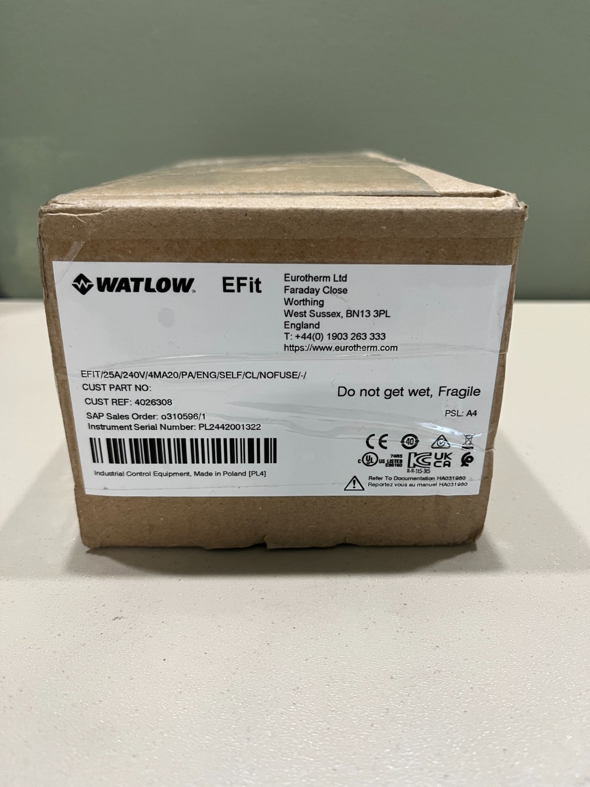 Watlow EFIT 25A/240V/4MA20/PA/ENG/SELF/CL/NOFUSE