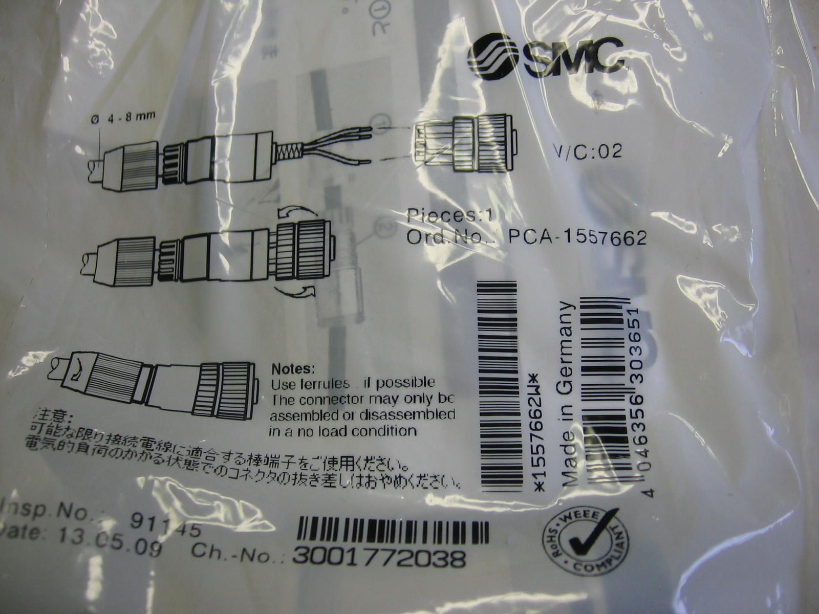 SMC Corp. PCA-1557662 Fieldwireable Socket Connector for Fieldbus Communication