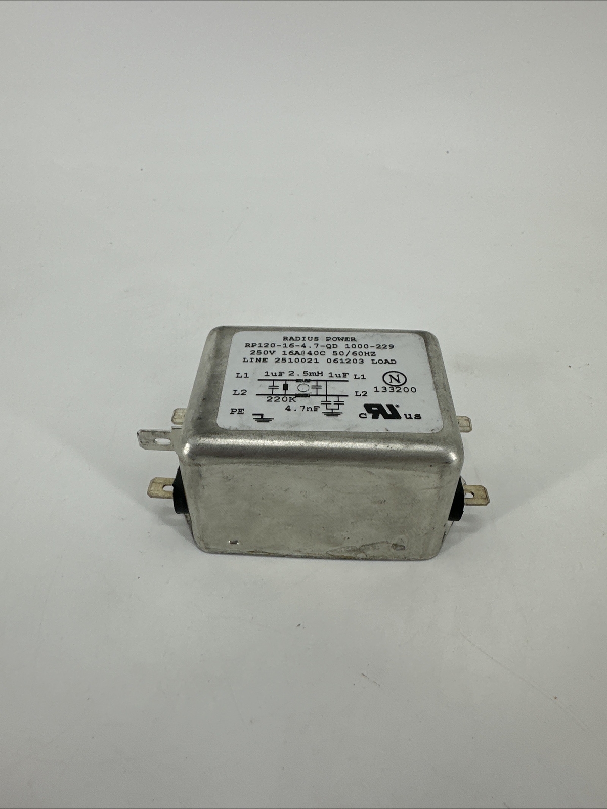Radius Power RP120-16-4.7-QD Power Line Filter 16A 300VAC/300VDC NOS UNUSED