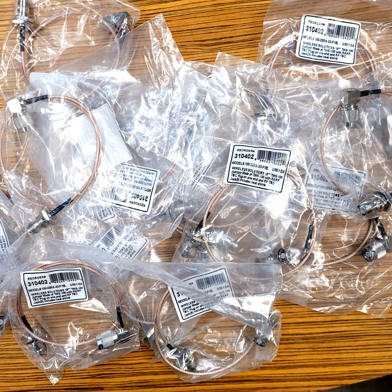 Wireless Solutions 100-02RA-03-P18L, TWS-100 Jumper, RARPTNC Plug, RPTNC Jack