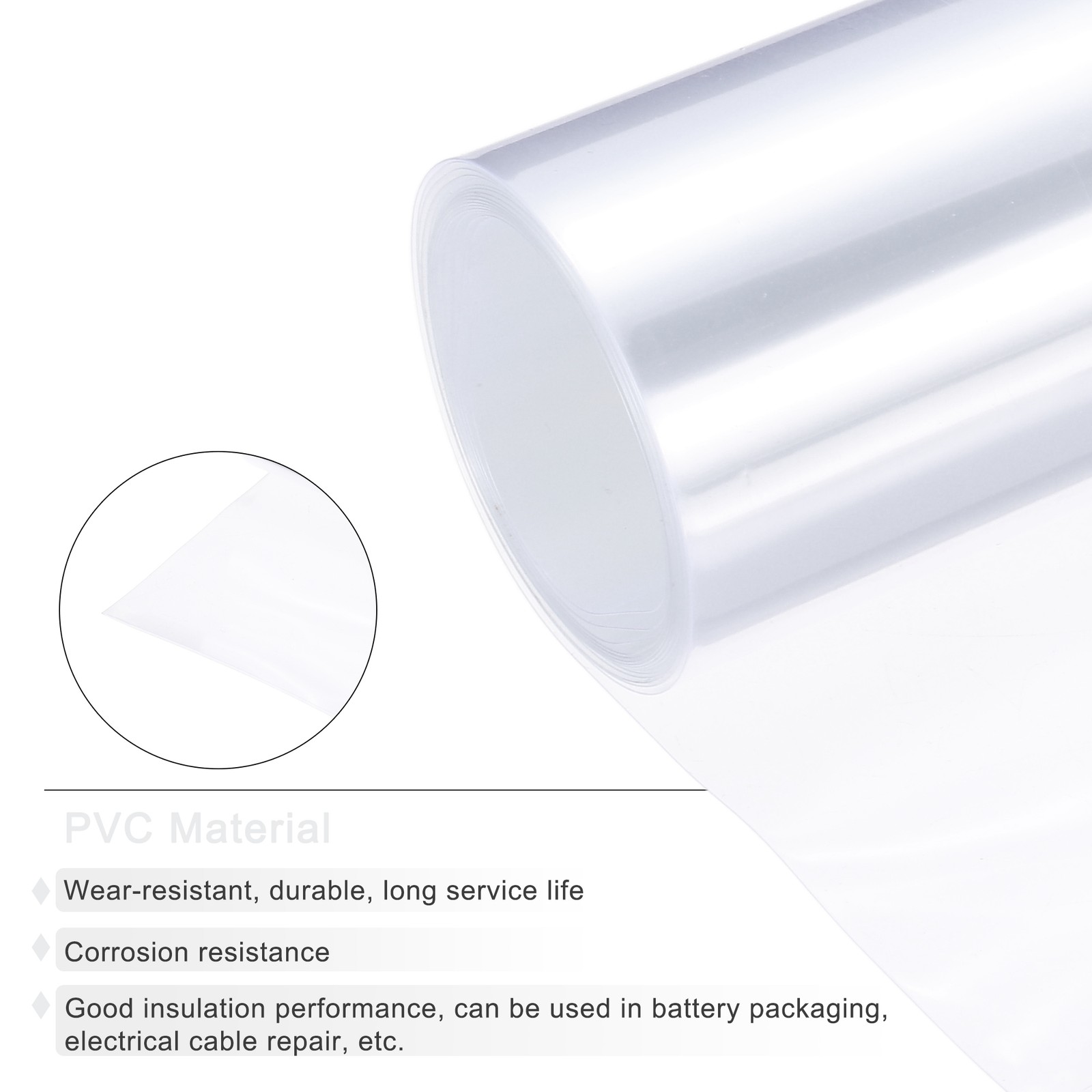 Battery Wrap Heat Shrink Tubing 51mm Dia 80mm Flat 8 Feet Clear