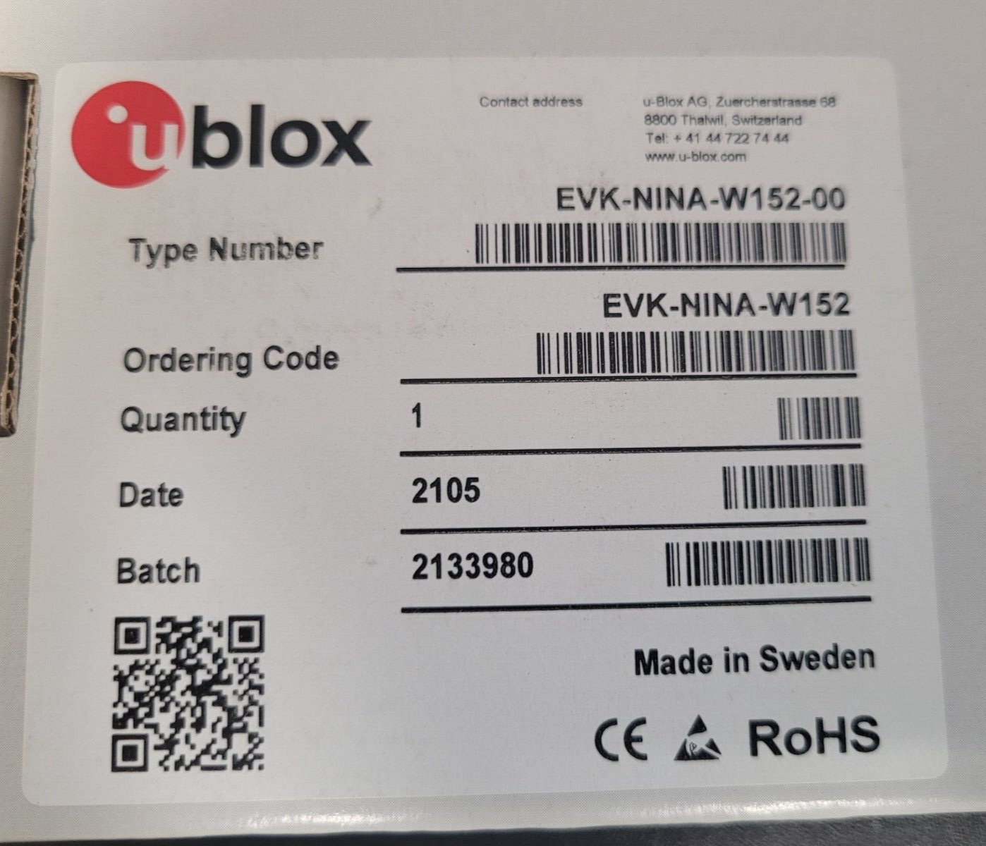(1 PC) EVK-NINA-W152 U-BLOX Evaluation kit for NINA-W152