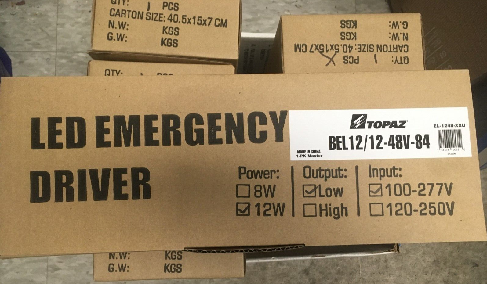 NEW Topaz Electric EL-1248-XXU Emergency Lighting LED Driver, 12W, 100-277VAC