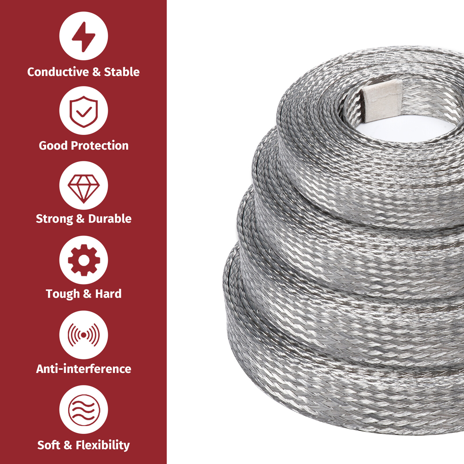 Tinned Copper Metal Braid Sleeve Flexible EMI RFI Wire Shielding Lot