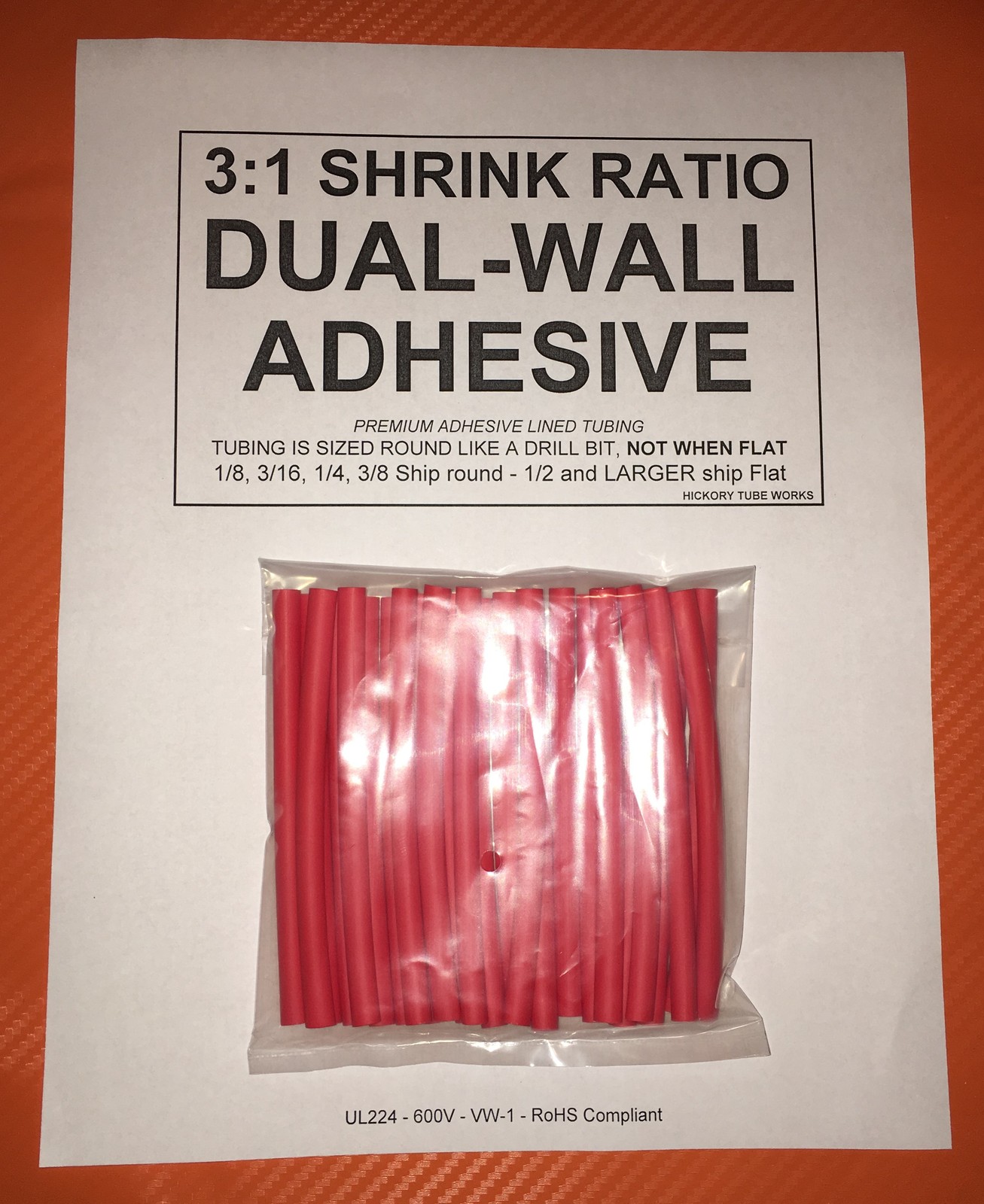 1/4″ / 6mm I.D Red (6″ 50pcs) Dual-Wall Adhesive Lined 3:1 Heat Shrink Tubing