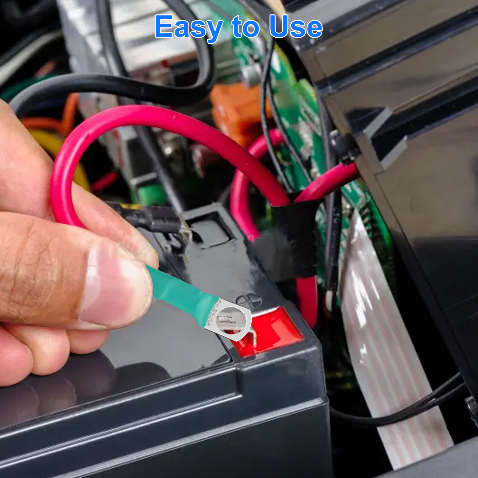6AWG Battery Cables Set, 12V 30cm/12in w/ 3/8″ Terminals for Inverter Connection