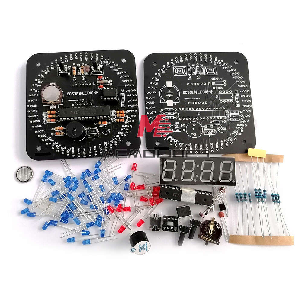 DIY Rotating LED Electronic Digital Clock Kit Learning Board DC5V DS1302 + Shell