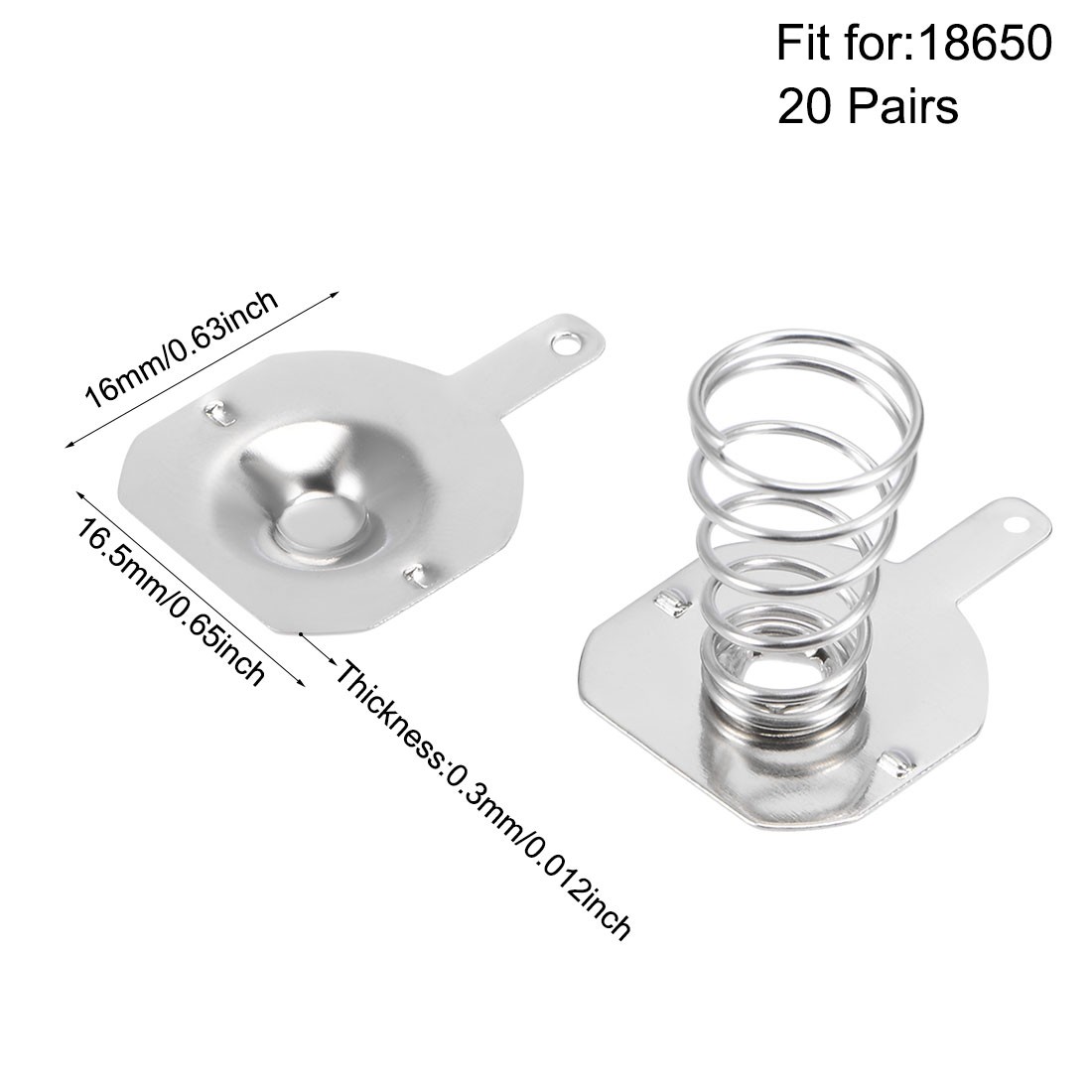 20Pairs 18650 Battery Negative to Positive Conversion Spring Contact 16.5x16mm