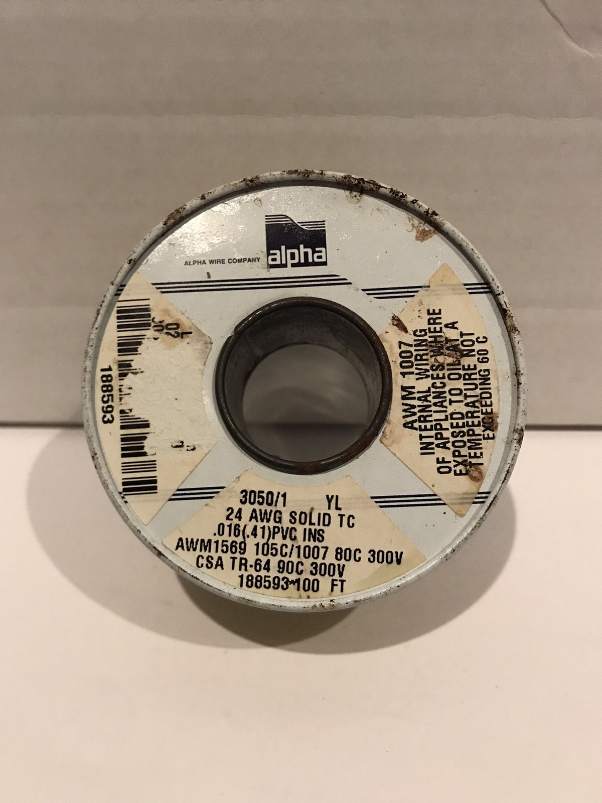 Alpha AWM 1007/1569 80/105C 300V FT1 Internal Wiring 24AWG 100Ft Yellow Wire
