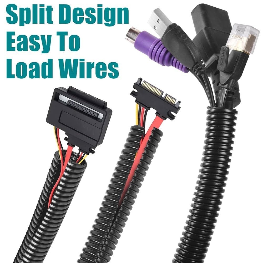 1/8″ 1/4″ 3/8″ Inch (25 FT. EACH) Split Wire Loom Conduit Polyethylene Tubing US