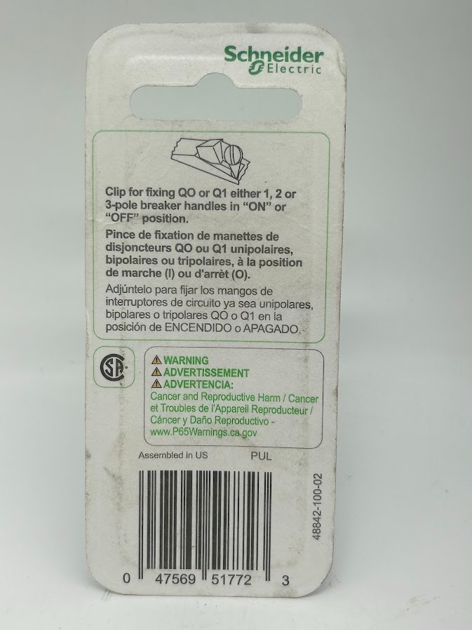 (2)Square D QO 1P, 2P, or 3P Circuit Breaker Handle Lock Off On Clamp HLO1 51772