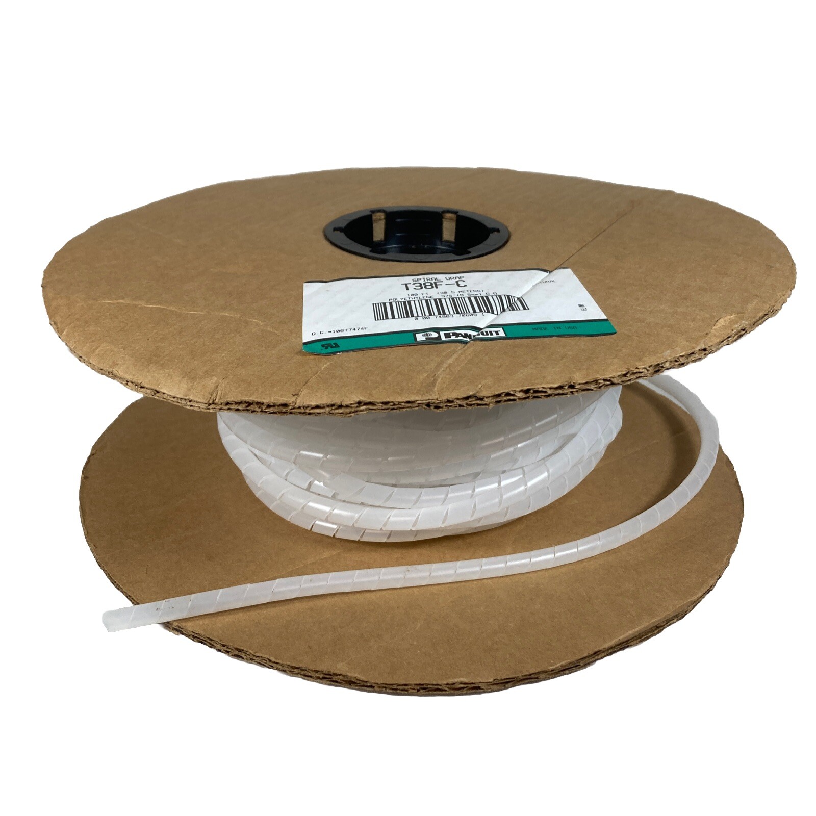 Panduit Spiral Wrap T38F-C 100’ .375 9.5mm Natural Color Polyethylene