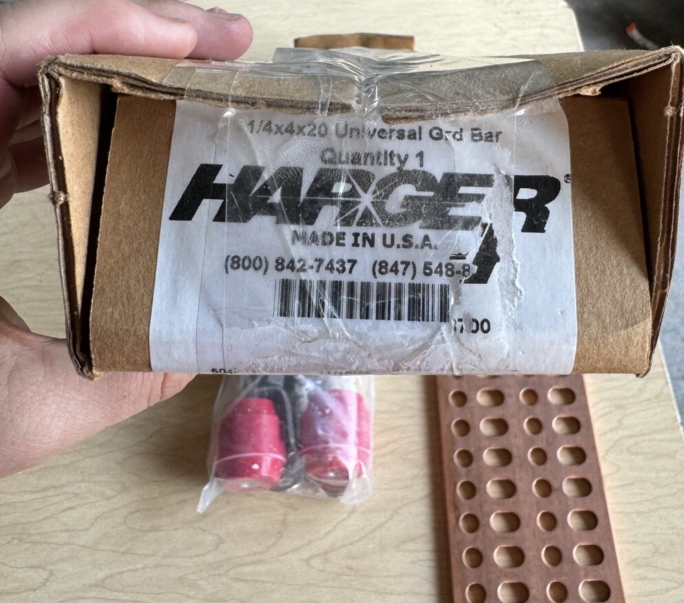 Harger Universal Copper Ground Bar 1/4x4x20 GBO14420M GBUKIT Busbar Mount