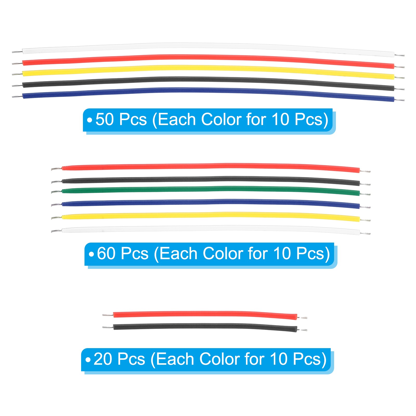 130Pcs 24 AWG Solid Core Wire Kit Coated Pre Tinned Copper Electrical Cable