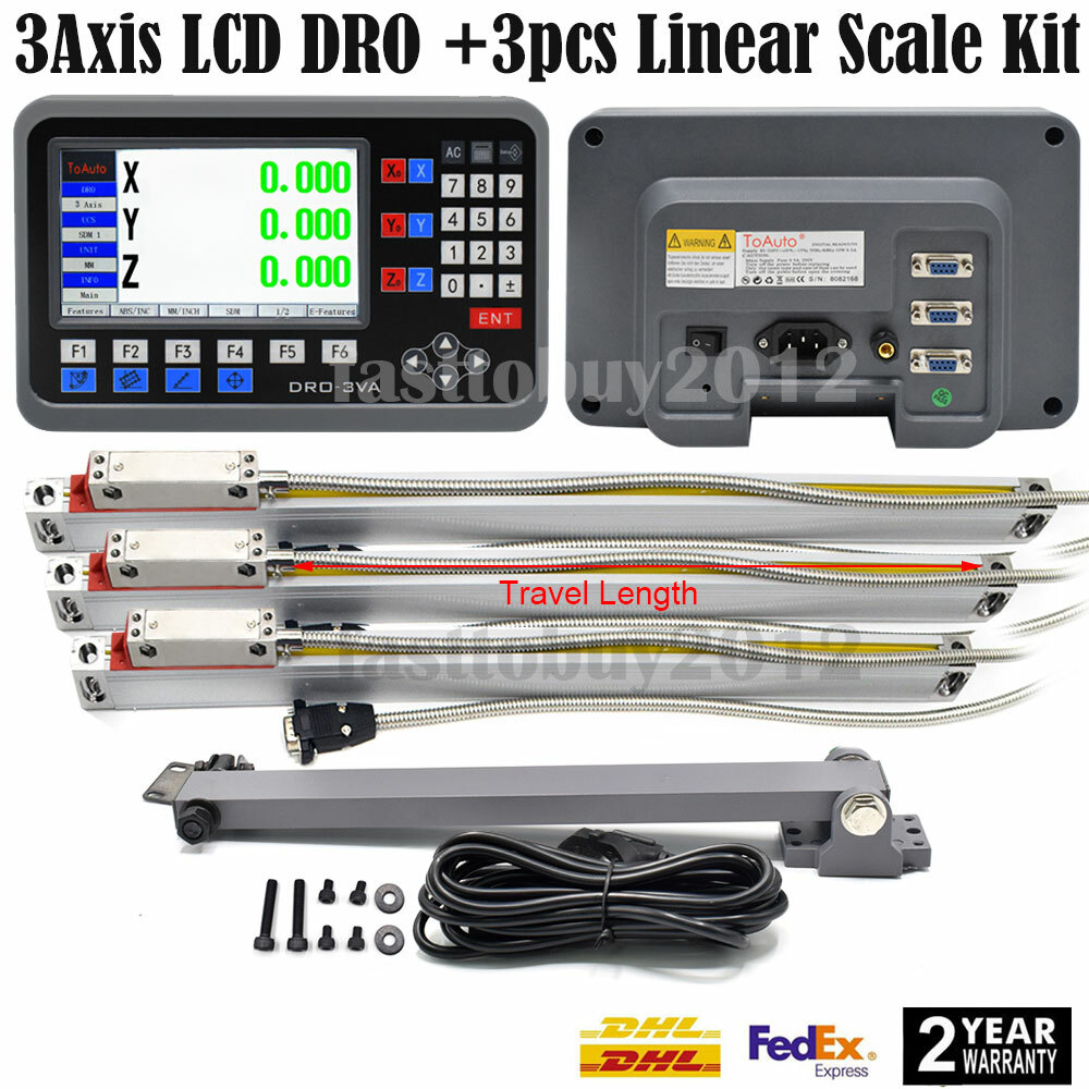 18″ & 20″ & 40″ Linear Scale Encoder 3 Axis Digital Readout DRO Display Kit US