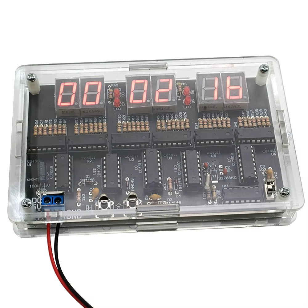 Digital Circuit Clock DIY Electronic Kit Electronic Clock Teaching Kit W/ Case