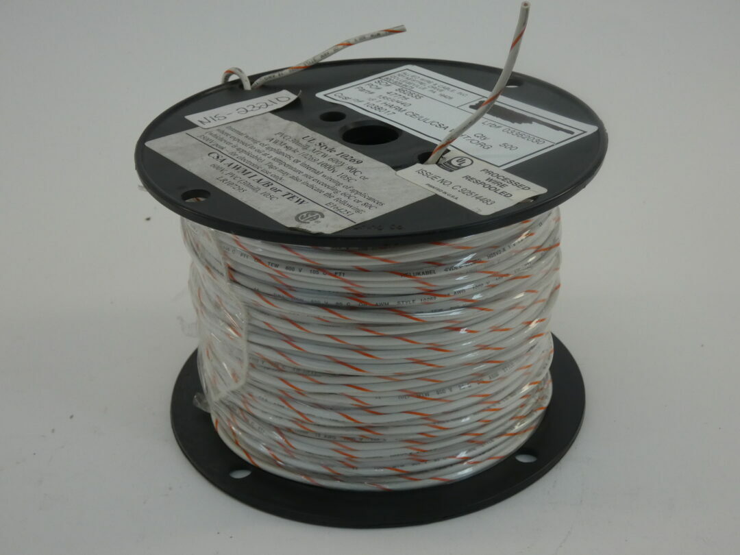 Allied Wire & Cable 15830440 Wire Reel, 500′, 600V, White/Orange, 18AWG – NEW…