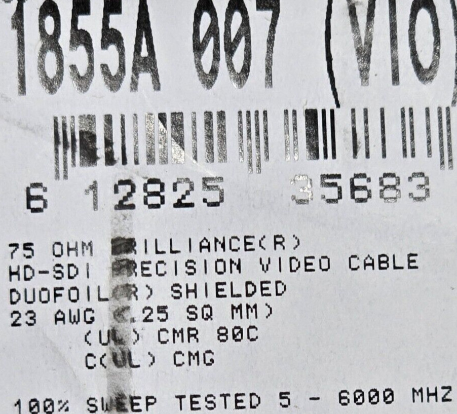 Belden 1855A #23awg RG59 Video Brilliance HD-SDI Coaxial Cable 6GHz Violet /50ft