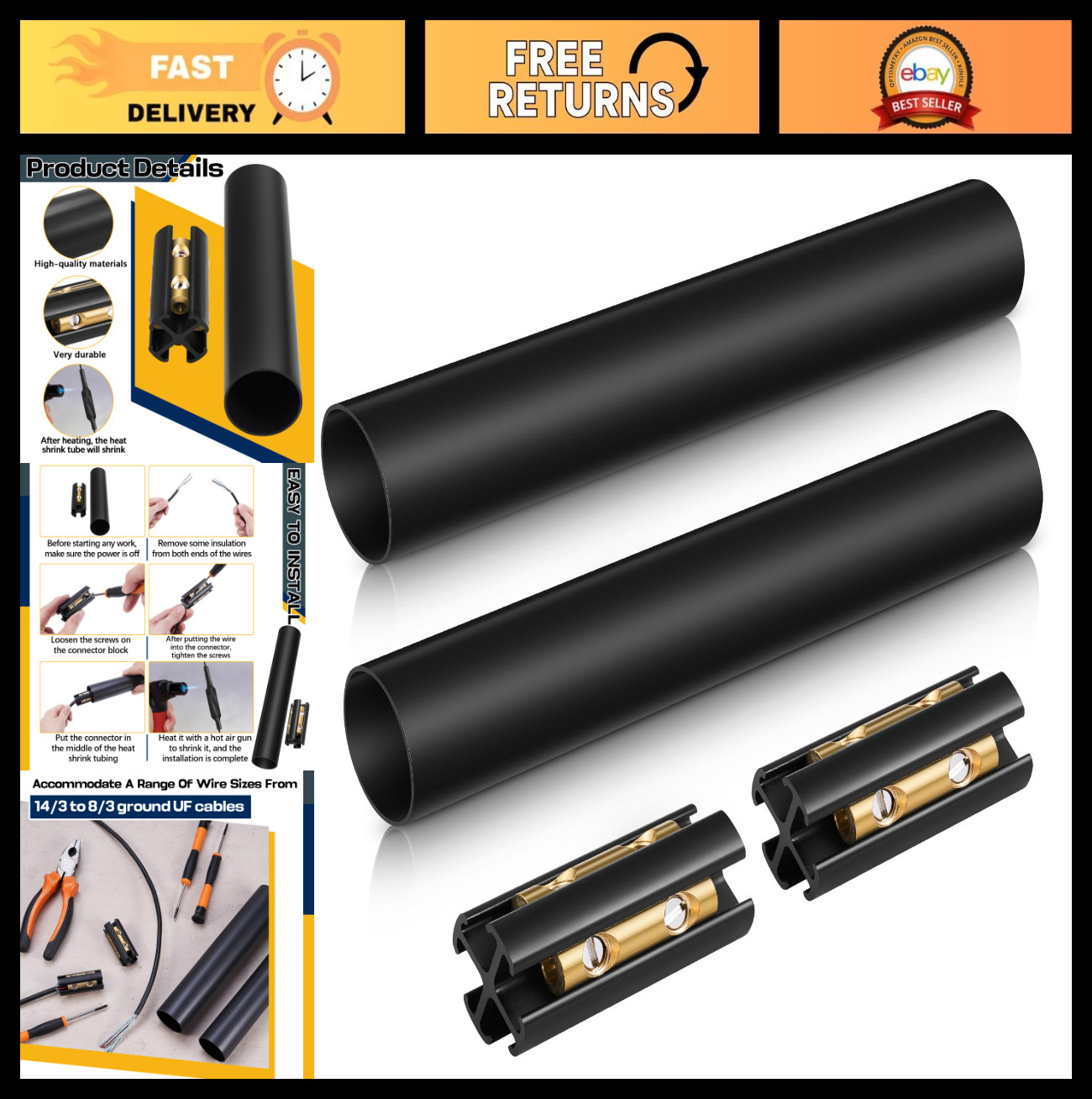 Underground Wire Splice Kit – Direct Burial Electrical Connector Set, 600V Rated