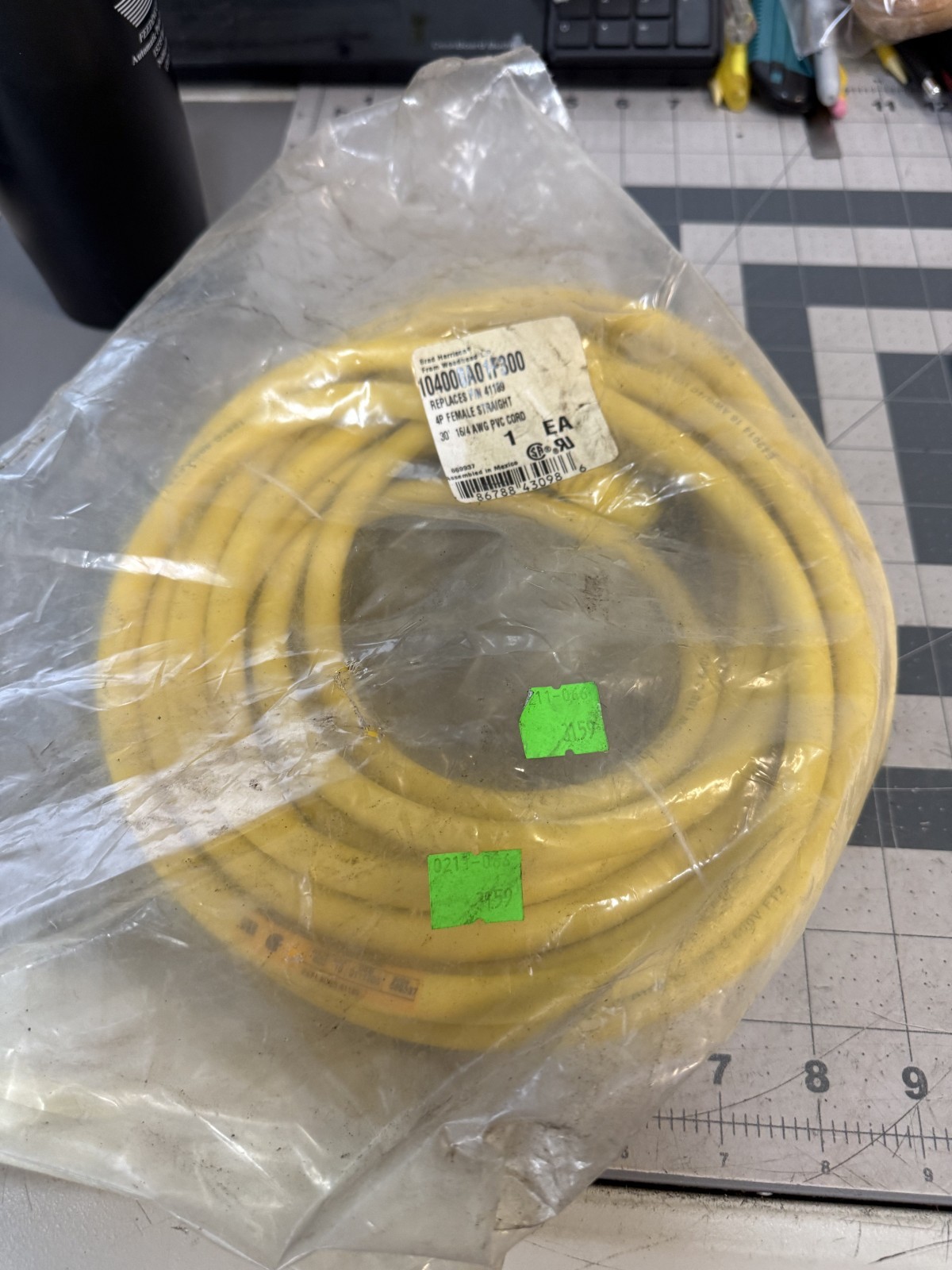 BRAD HARRISON-WOODHEAD CONNECTIVITY, 104000A01F300, 4-PIN 16/4 CORDSET, SURPLUS