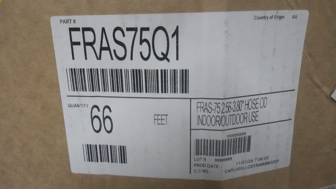 Caplugs FRAS-75 3-13/16 In Max Dia 66 Ft Fire Resistant Anti-Static Spiral Wrap