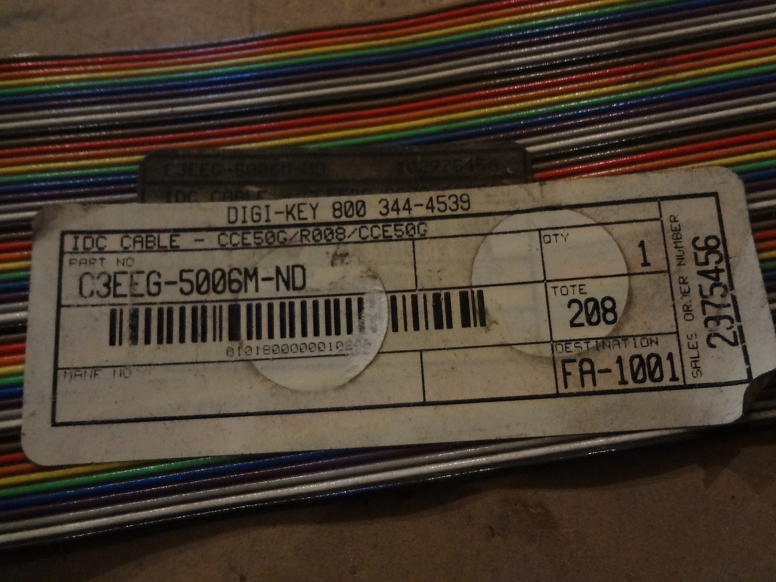 Qty=2: DIGI-KEY IDC CABLE C3EEG-5006-ND & C3EEG-5036M-ND DIGI-KEY 800 344-4539
