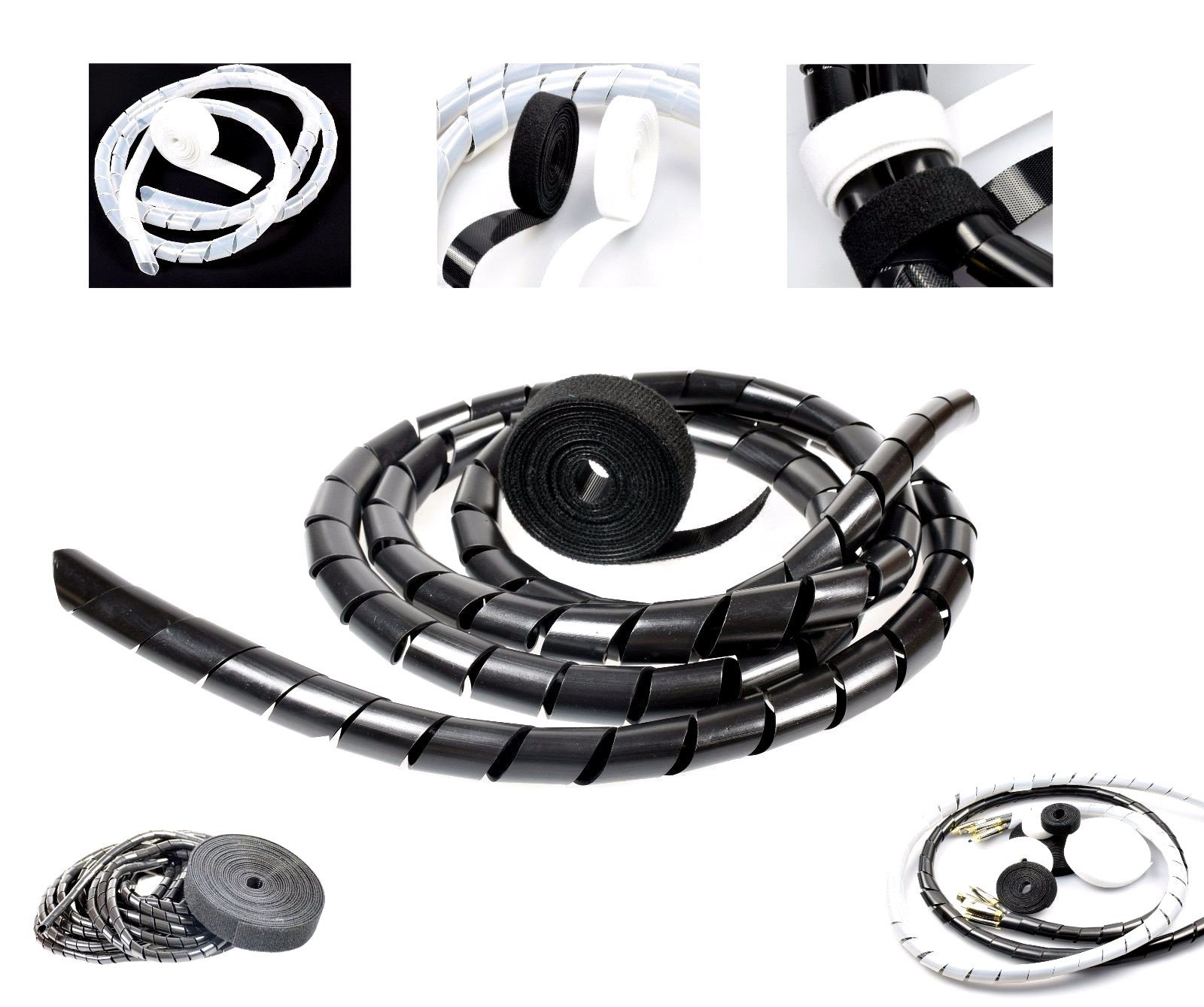 Cable Wire Tidy Wrap PC Home Cinema TV Management Organising Kit, Small, Large