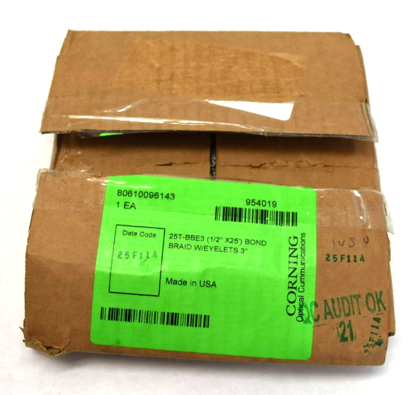 Corning 1/2″ x 25 ft Tin Plated Copper Bond Braid w/ 3″ Eyelets Spacing 25T-BBE3