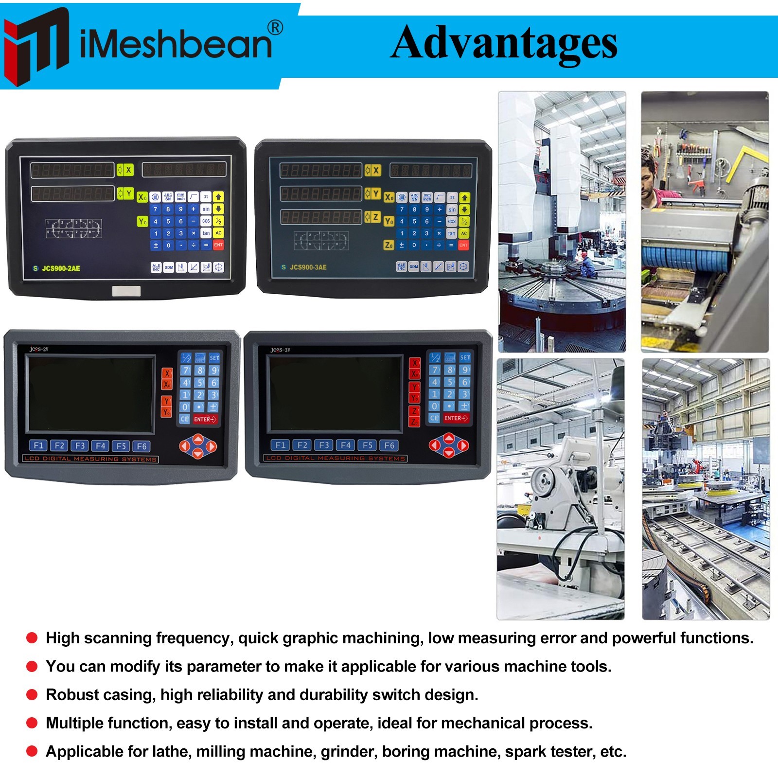 2/3 Axis Digital Readout Linear Scale DRO Display 5μm for Bridgeport/Knee Mill