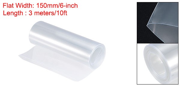 Battery Wrap PVC Heat Shrink Tubing 95mm Dia 150mm Flat 10 Feet Clear Insulation
