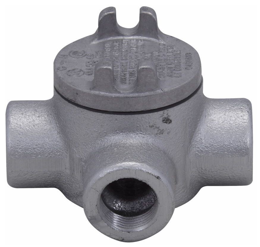 Crouse-Hinds GUAX14, (4) 1/2″ Hub, Iron, Explosionproof Conduit Outlet Box, 1 pc