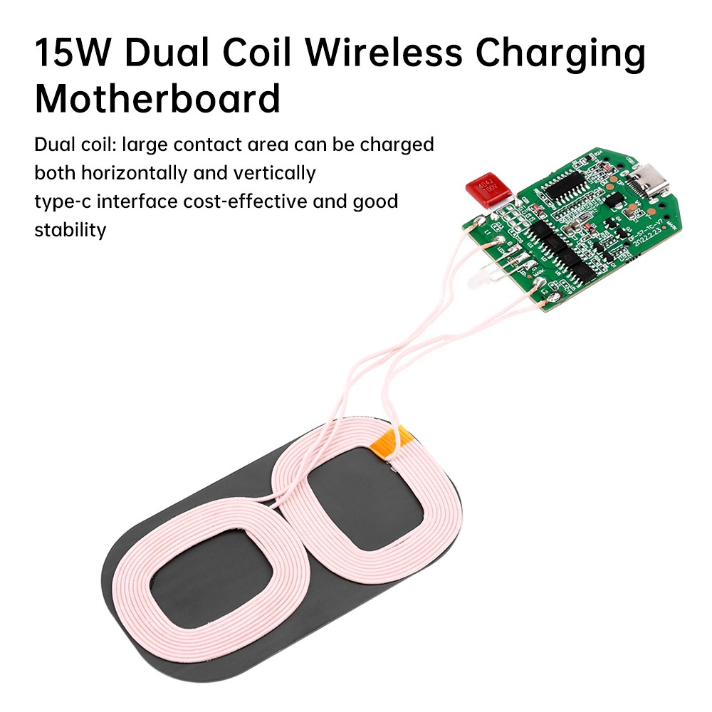 15W Dual Coil Wireless Charging Module Wireless Charger PCBA Board Fast Charging