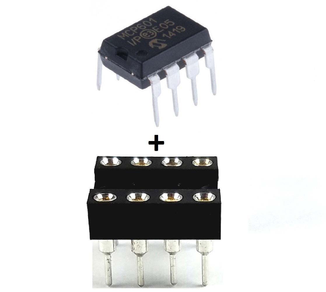 1PCS Microchip MCP601-I/P MCP601 + Socket – Single Supply CMOS Operational Amp