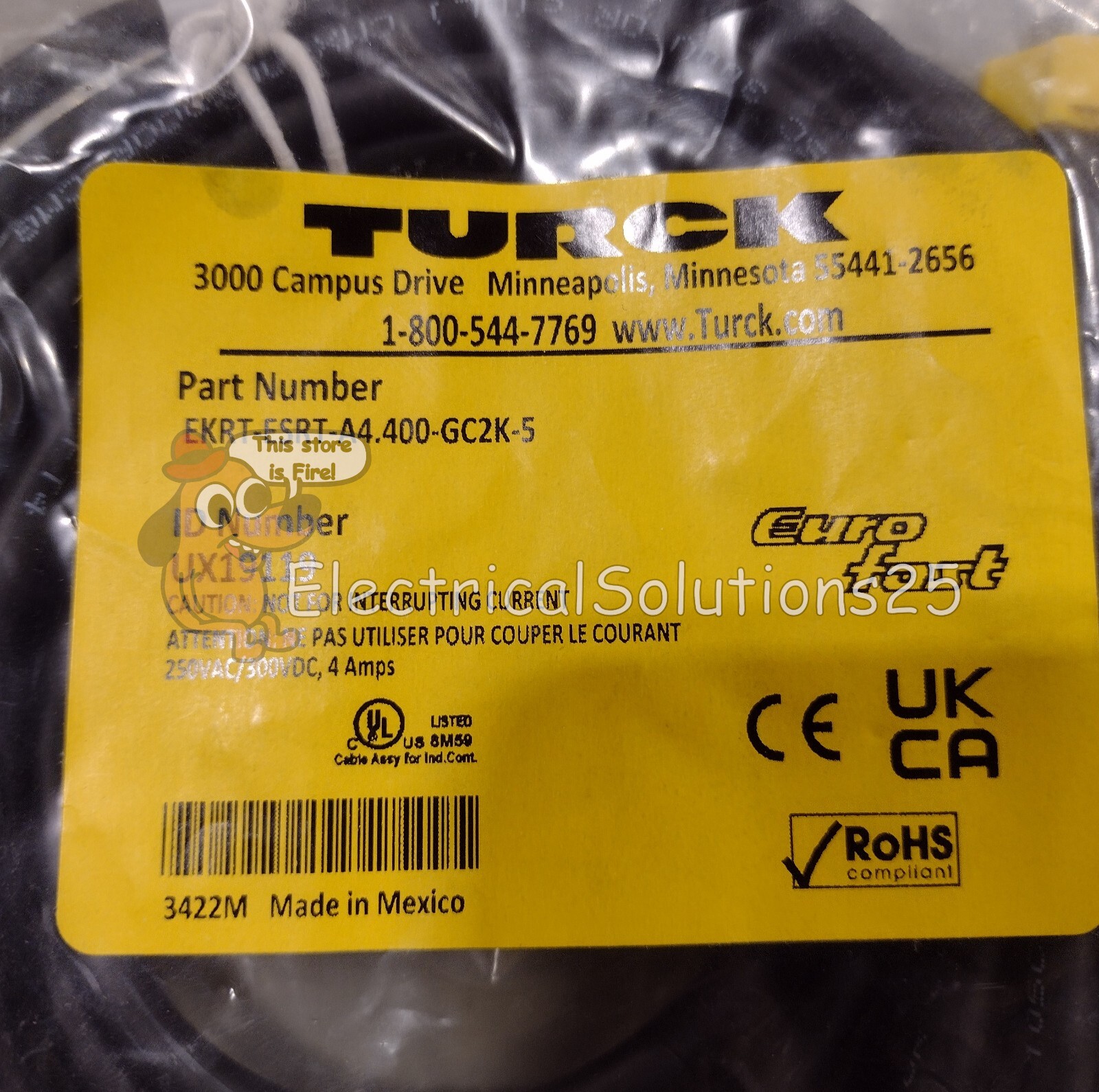 NEW TURCK EKRT-ESRT-A4.400-GC2K-5 EUROFAST DOUBLE-ENDED CORDSET FREE SHIPPING