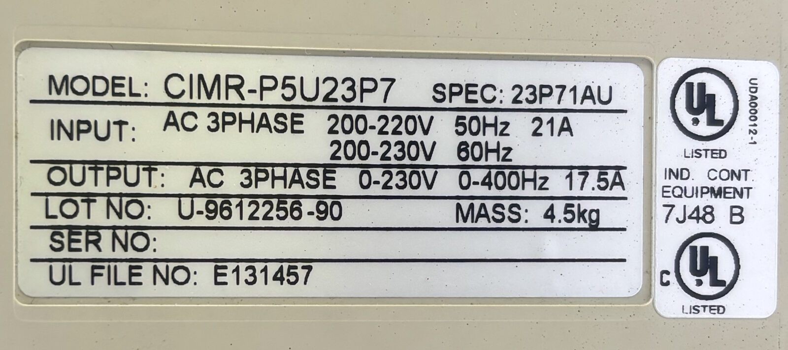 IDM Controls CIMR-P5U23P7 General Purpose Drive (Used/Not Tested)