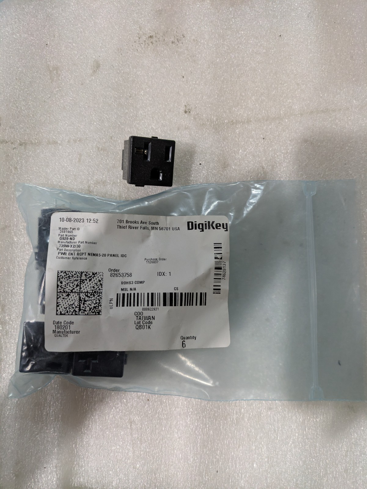 739W-X2/30 Power Entry Connector Receptacle Industrial Electrical Panel 6/ORDER