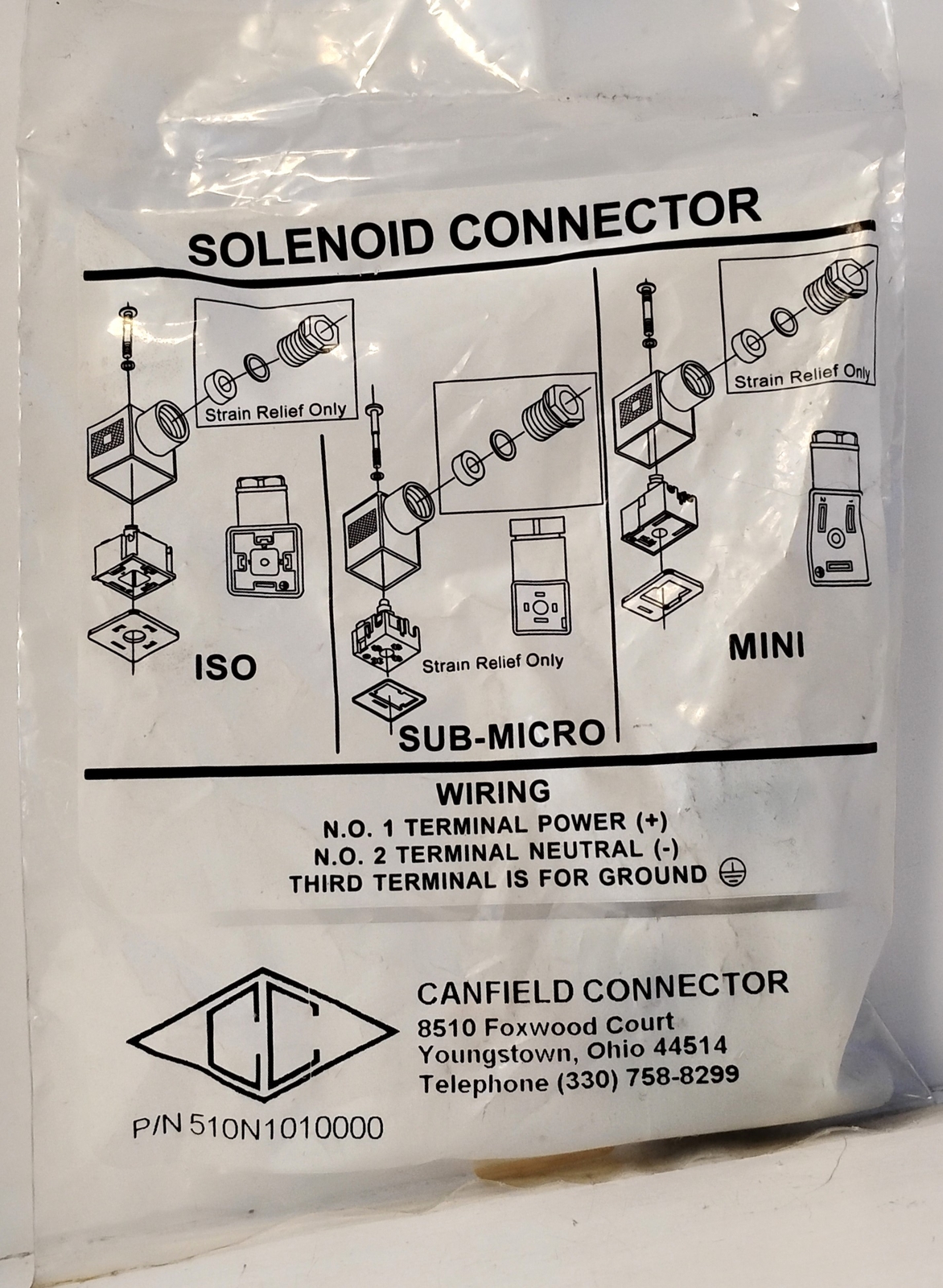 Canfield 510N1010000 120 V AC Solenoid Connectors – Lot of 7