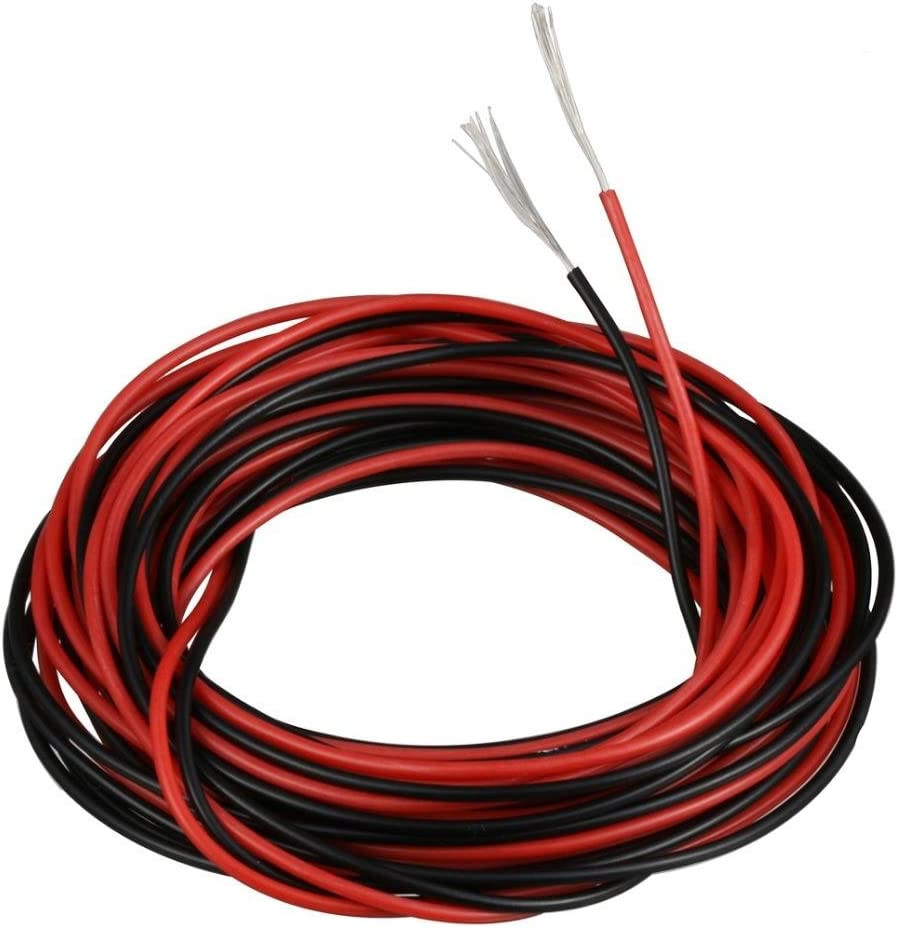 28 Gauge Silicone Wire 10 Ft Red and 10 Ft Black Flexible 28 AWG Stranded Tinned