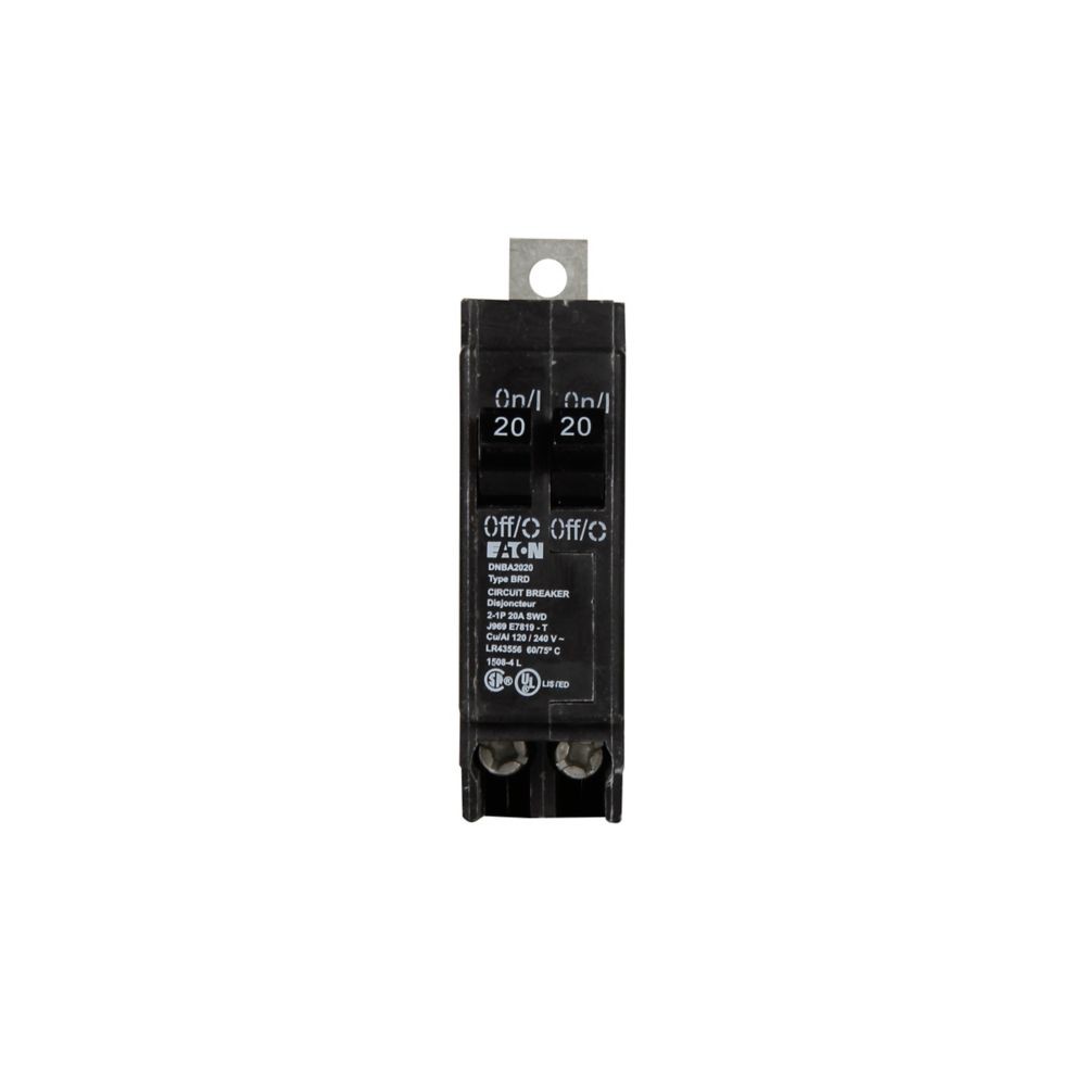 Eaton DNBA2020 Thermal Magnetic Circuit Breaker, 20A, 2-Pole, #14-4 AWG
