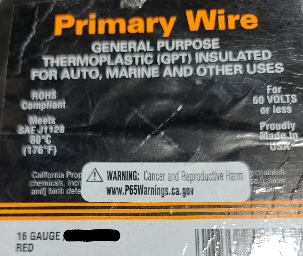 East Penn #16awg GPT PVC Automotive/Marine Primary Lead Wire 60V/80C Red /100ft