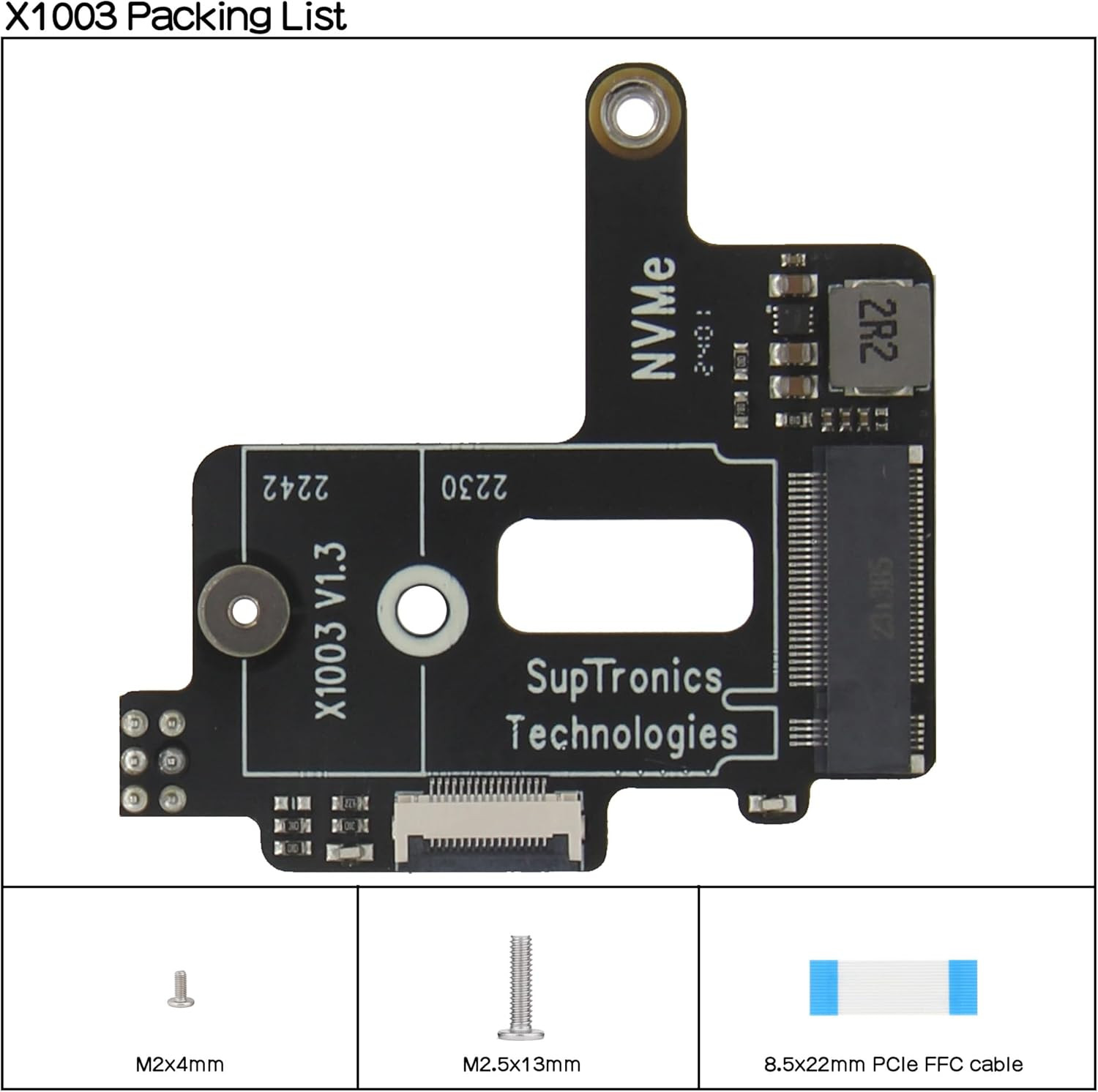 X1003 Tiny Pcie to M.2 HAT Nvme SSD PIP Pcie Peripheral Board for Raspberry Pi 5