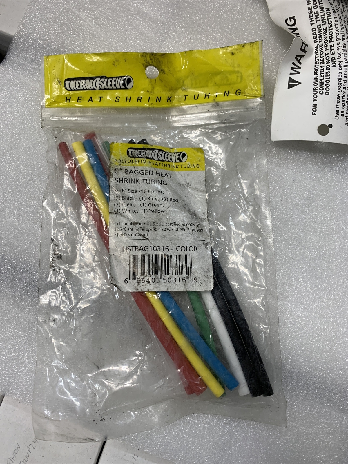 6″ Cut Length THERMOSLEEVE 2:1Ratio BAGGED 3/16″ Heat Shrink 10 pc #HSTBAG10316