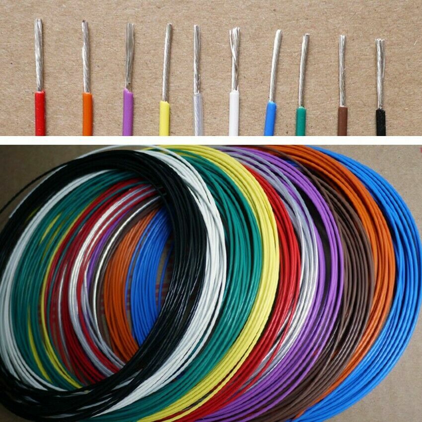 5M 14/16/18/19/20/22/24/26/28/30AWG PTFE F46 FEP Silver Plated Copper Cable Wire