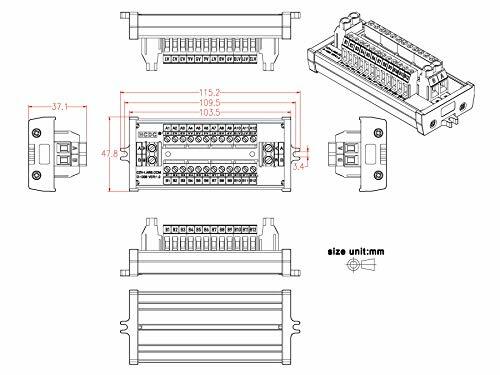 30amp/300v 2×12 Position Terminal Block Distribution Module screw Mount