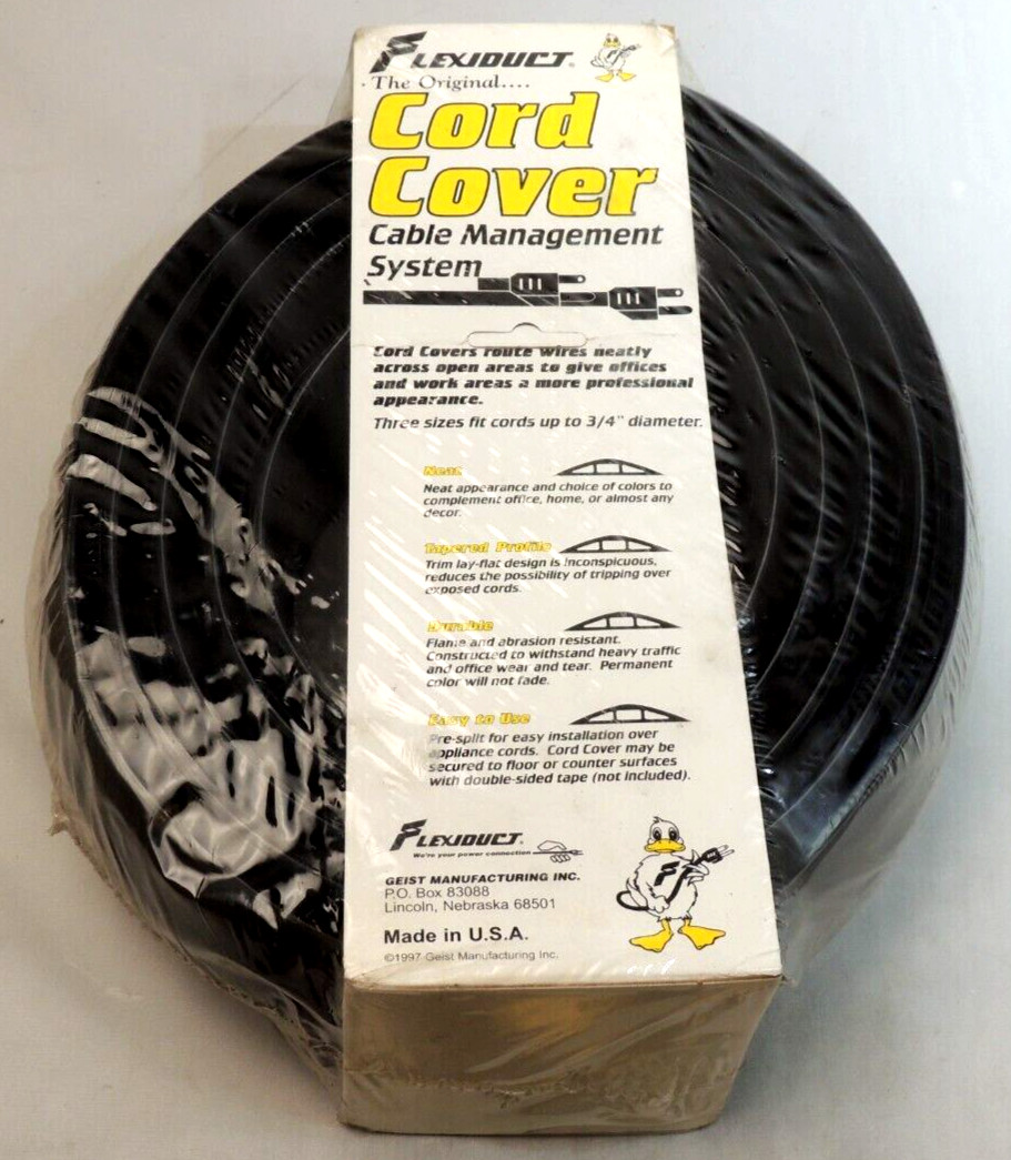 Flexiduct 10FT-BLK Floor Cord Cover Cable Protector Black 10 Ft Heavy Duty NOS