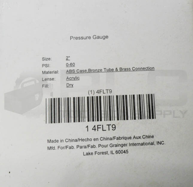 LOT OF 2 NEW GRAINGER 4FLT9 PRESSURE GAUGE 2″ 0-60PSI