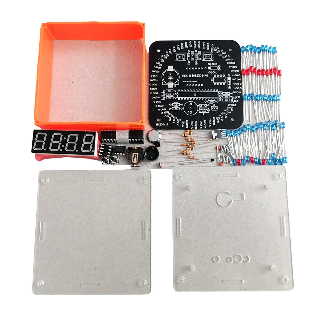 DIY Rotating LED Electronic Digital Clock Kit Learning Board DC5V DS1302 + Shell